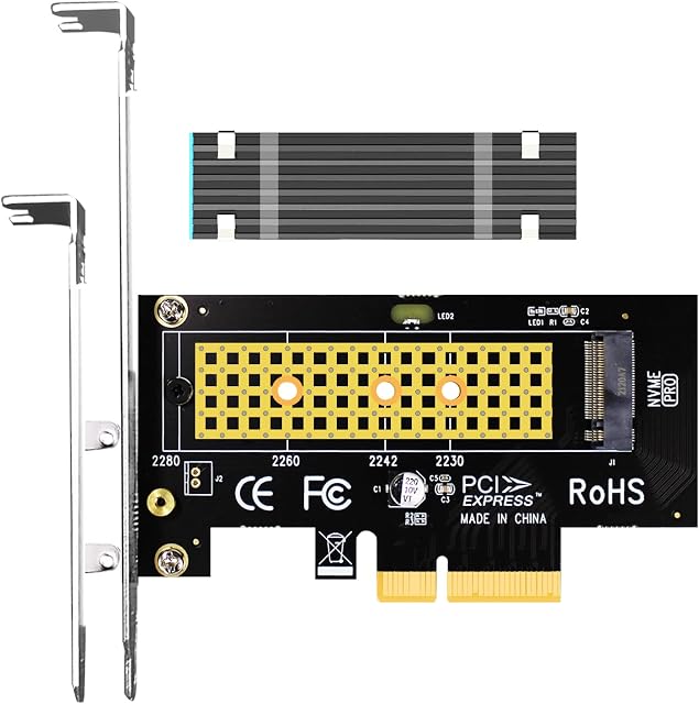glotrends PCIe M.2 Adapter with 0.12 Inch Thick Heatsink for M.2 SSD, NVMe PCIe 4.0 | 3.0 M.2 Adapter Card, PCIe GEN4 Full Speed, Supports PCIe x4 x8 x16 Slot, Desktop PC Installation (PA09-HS)