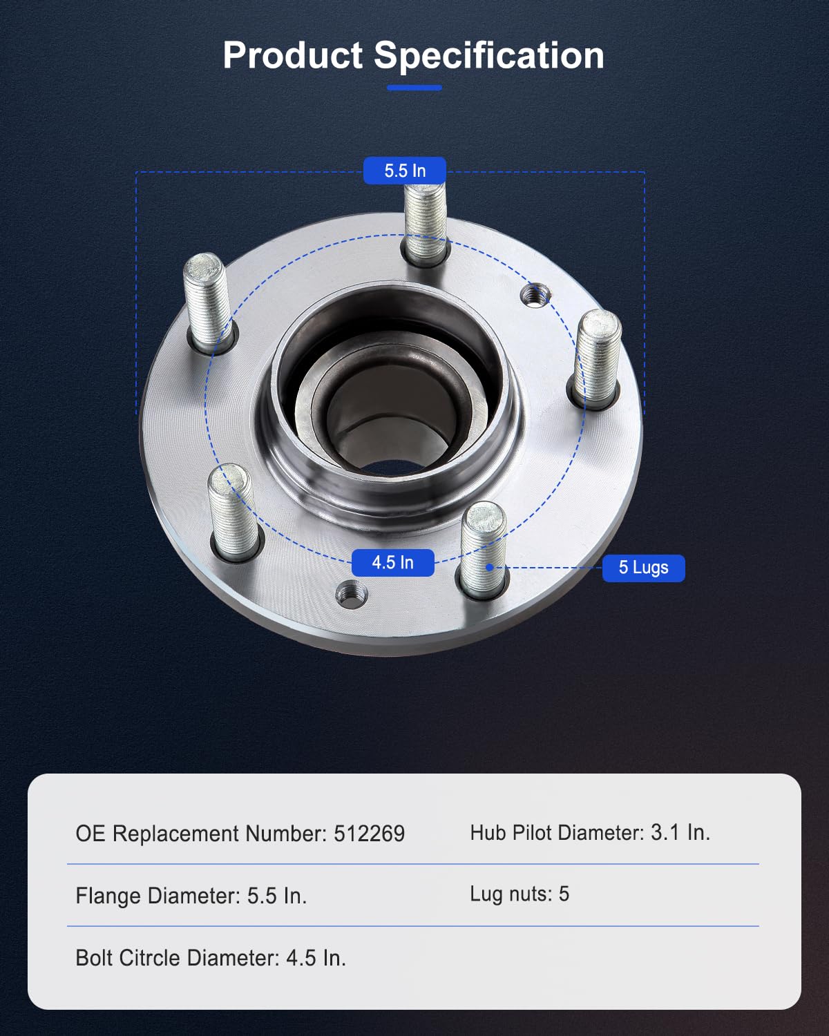 ECCPP Rear Wheel Bearing Hub Assembly W/ ABS Sensor - Fits Mazda, Dodge, Mitsubishi (512269) - View #10