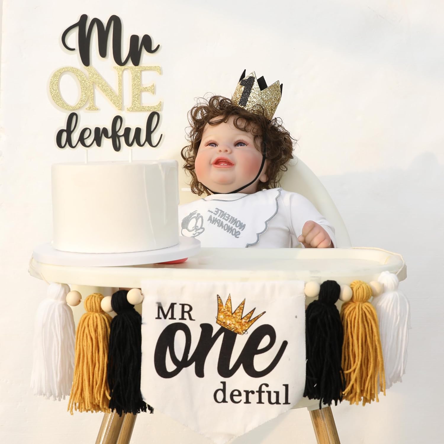 Mr Onederful Baby First Birthday Party Decorations Mr Onederful High Chair Banner Crown Cake Topper 1st Birthday Party Decorations