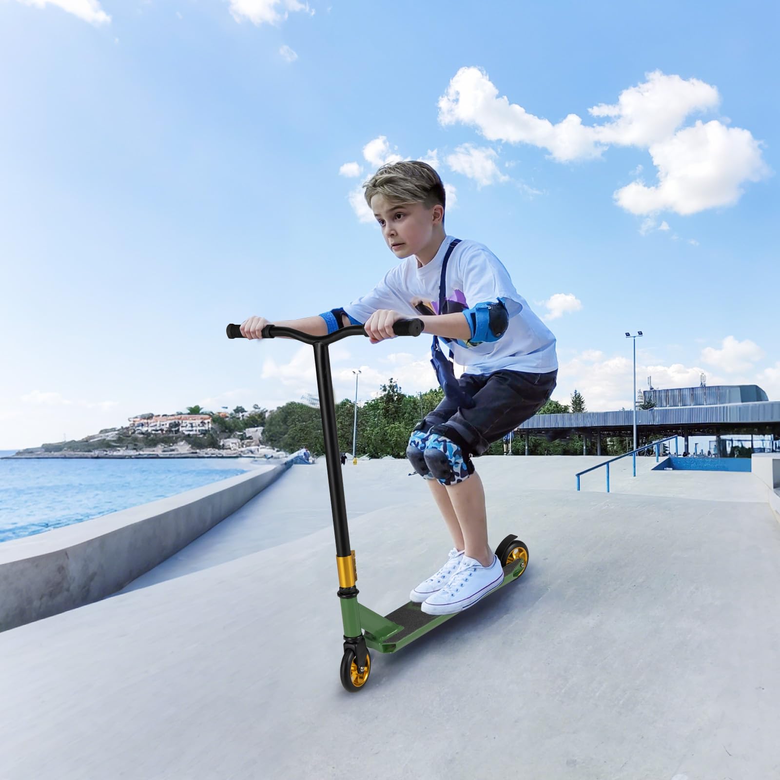 COSTWAY Scooter Acrobatico per Bambini, Monopattino Freestyle con 2 Ruote PU e Ampia Pedana in Alluminio, Scooter Pro per Trucchi Leggero da Strada per Bambini 10+ Anni, Carico 100 KG