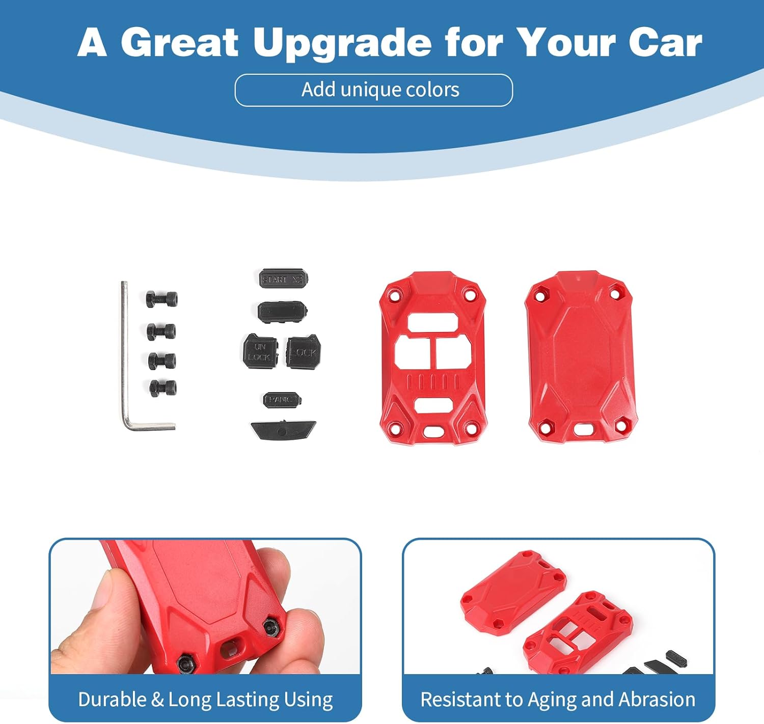 for Jeep JK Key Fob Cover Trim Fit for 2007-2017 Wrangler 2007-2016 Compass 2011-2016 Patriot for 2005-2007 Liberty/Nitro Red ABS Key Shell Accessories