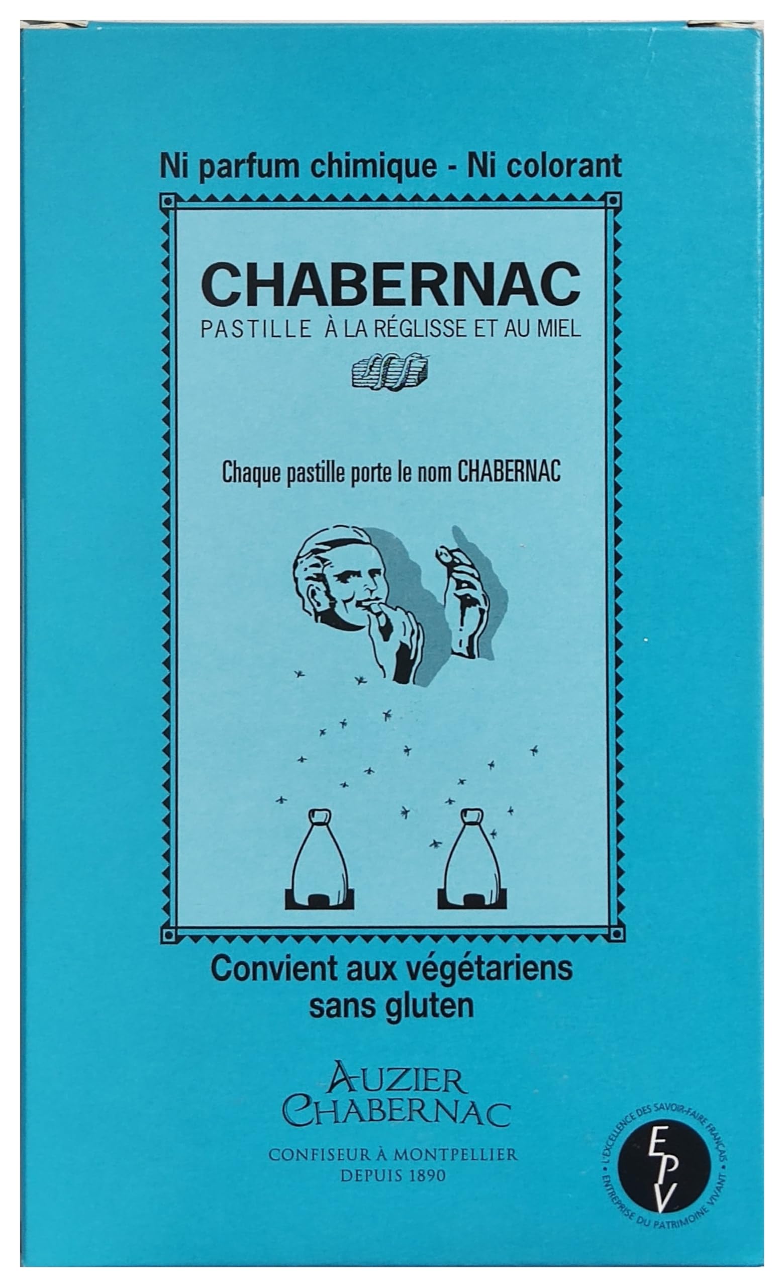 AUZIER CHABERNAC Pastilles à la Réglisse et au miel - Confiserie de Tradition. (Boite à l’ancienne 1Kg. Lot de 1.)