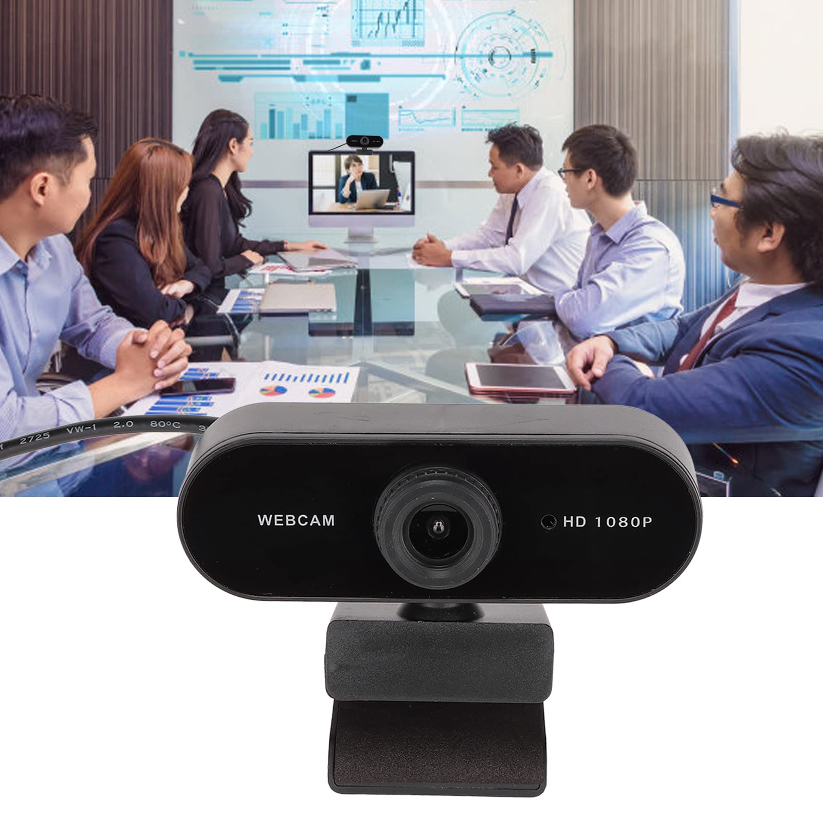 Kamera Internetowa 1080P, Obrót o 360° 30 Kl./s Kamera Internetowa HD USB z Mikrofonem, Kamera Strumieniowa Kamera Komputerowa do Wideokonferencji(Prawdziwe ręczne ustawianie ostrości 1080 P)