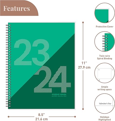 Miniatura 2 de Rileys Planner 2023-2024 - Agenda semanal académica de 18 meses, agenda semanal y mensual geográfica, cubierta flexible, páginas de notas,