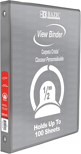 Vista 28 de BAZIC Products Carpeta organizadora de 3 anillas de 1/2 pulgada con vista económica, color negro, anillo redondo, capacidad para 100 hojas de papel
