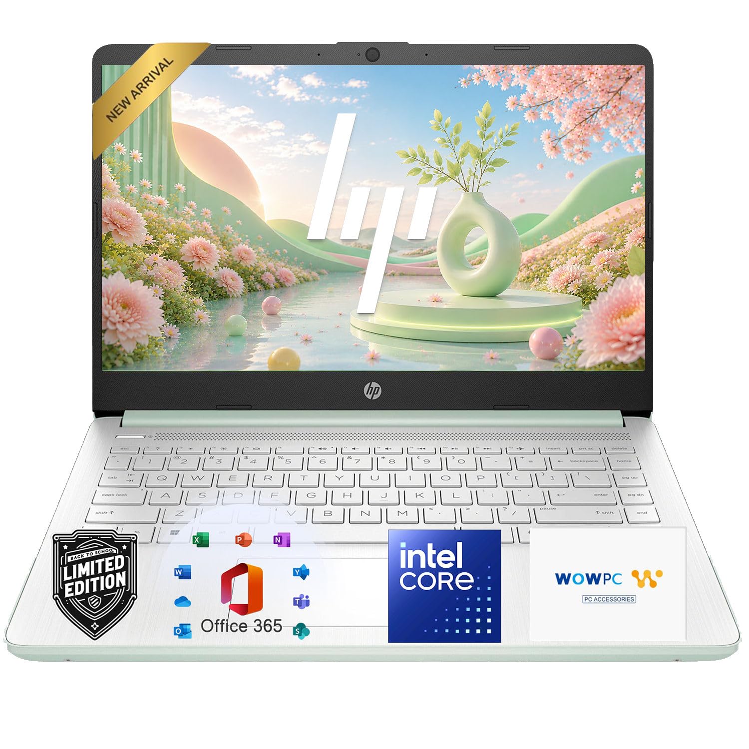 HP 14" Laptop, Intel N150 Processor, 4GB RAM, 128GB SSD, 1TB Cloud Storage, Long Battery Life, Windows 11 with Microsoft 365 for Business, Students & Everyday Use Willow Green