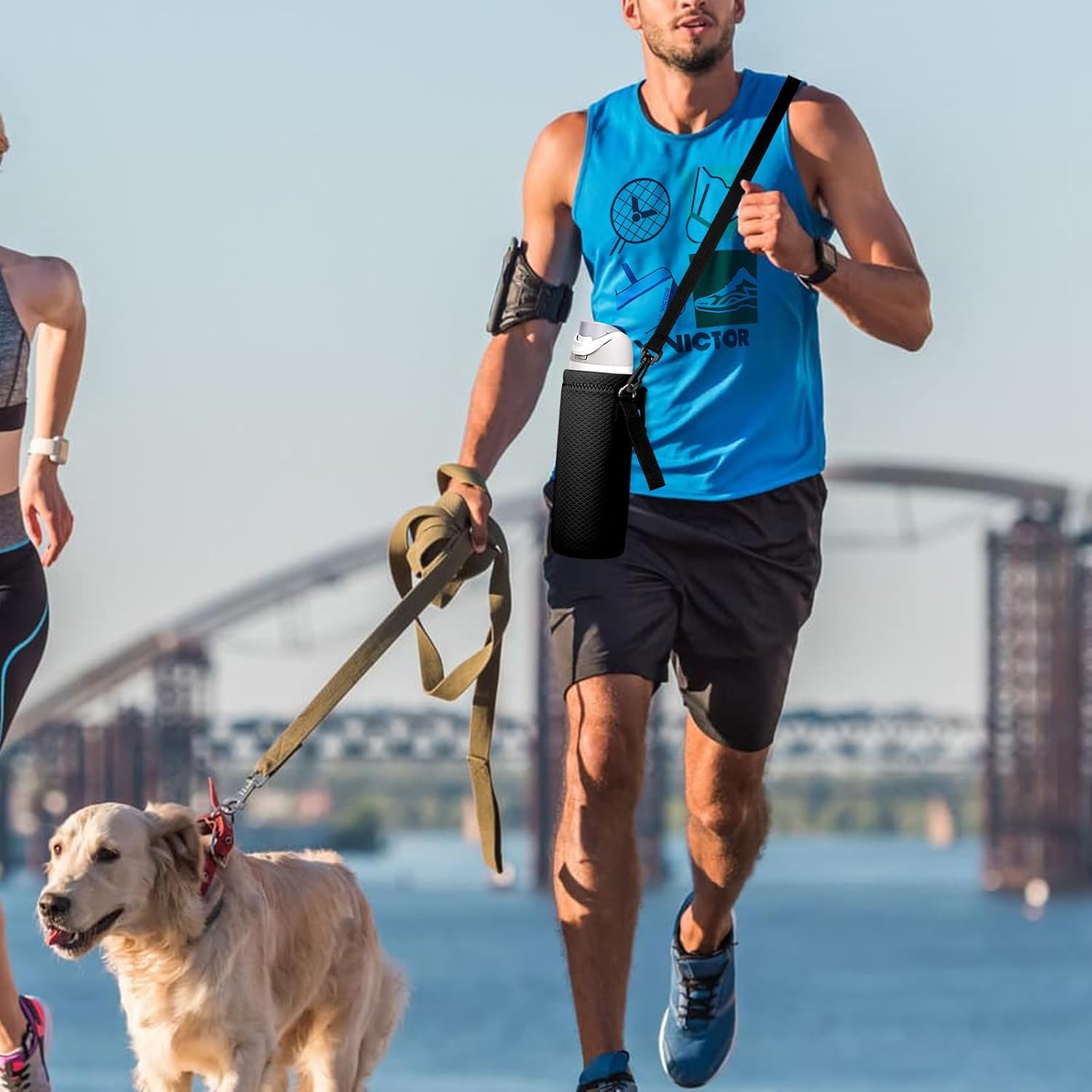 Linkidea Water Bottle Carrier with Strap Compatible with Owala FreeSip 24oz, Twist 24oz, Potter 24oz Bottle, Neoprene Waterbottle Sling Bag Holder, Black - Image 6