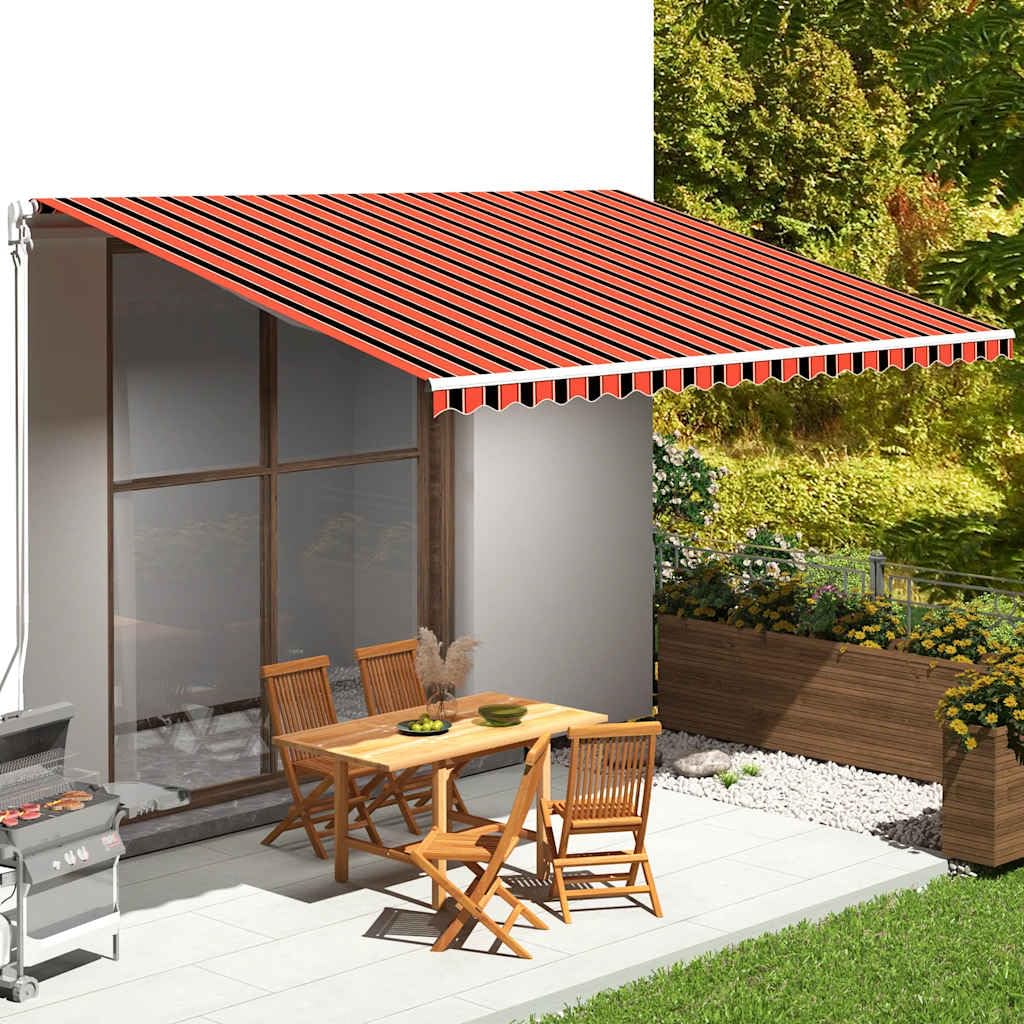 ksxnkhk Orange and brown awning fabric 5 x 3.5 m - UV-resistant replacement fabric for garden patio with 1 main valance, sun protection
