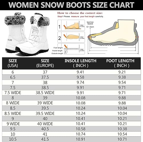 Miniatura 2 de EARLDE Womens Snow Boot With Waterproof Lace Up Mid-Calf Outdoor Winter Deep Tread Rubber Sole