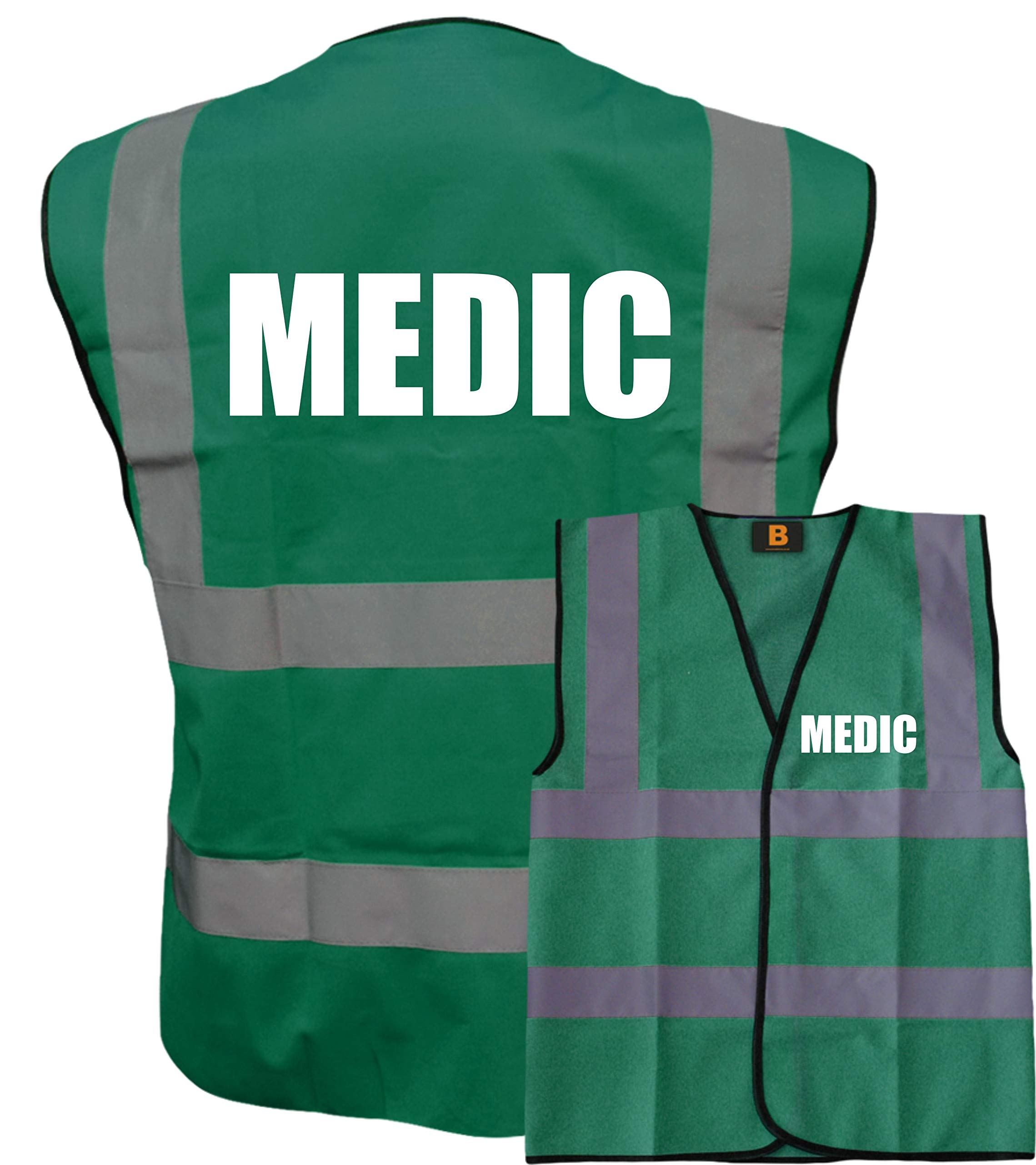 Brook Hi Vis Uk Unisex Green Medic Hi Vis Viz Safety Vest Waistcoat, Reflective High Visibility En471 Bs,
