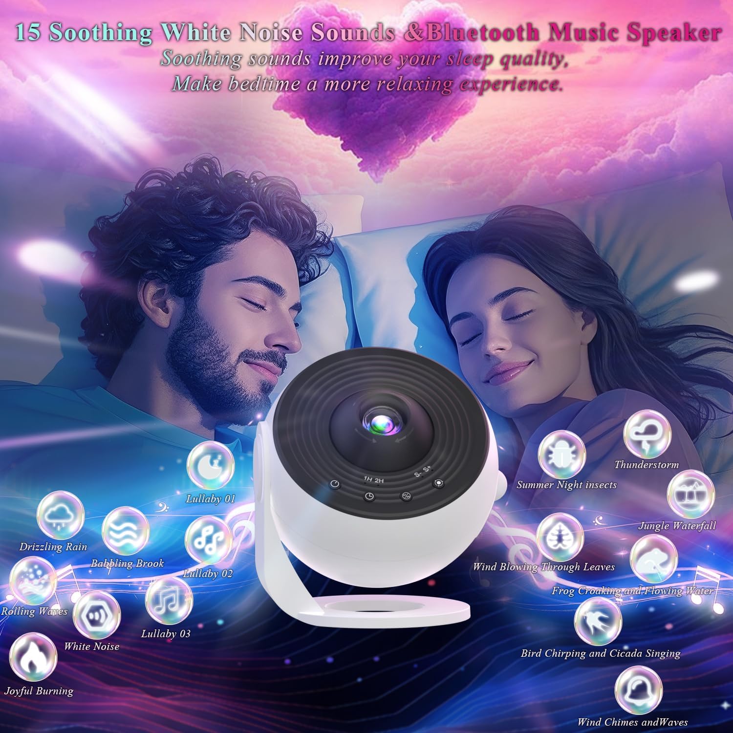 Galaxy Projector Pro for Bedroom Sound Machine, 13 in 1 Planetarium Star Projector for Kids Adults with White Noises, Bluetooth Music Speaker, Remote