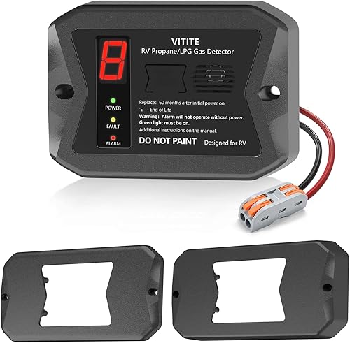 Miniatura 7 de Detector de gas propano para RV, alarma de gas propano y GLP, DC 12V - Diseñado para viajes de autocaravana. Pantalla digital alarma de 85 dB