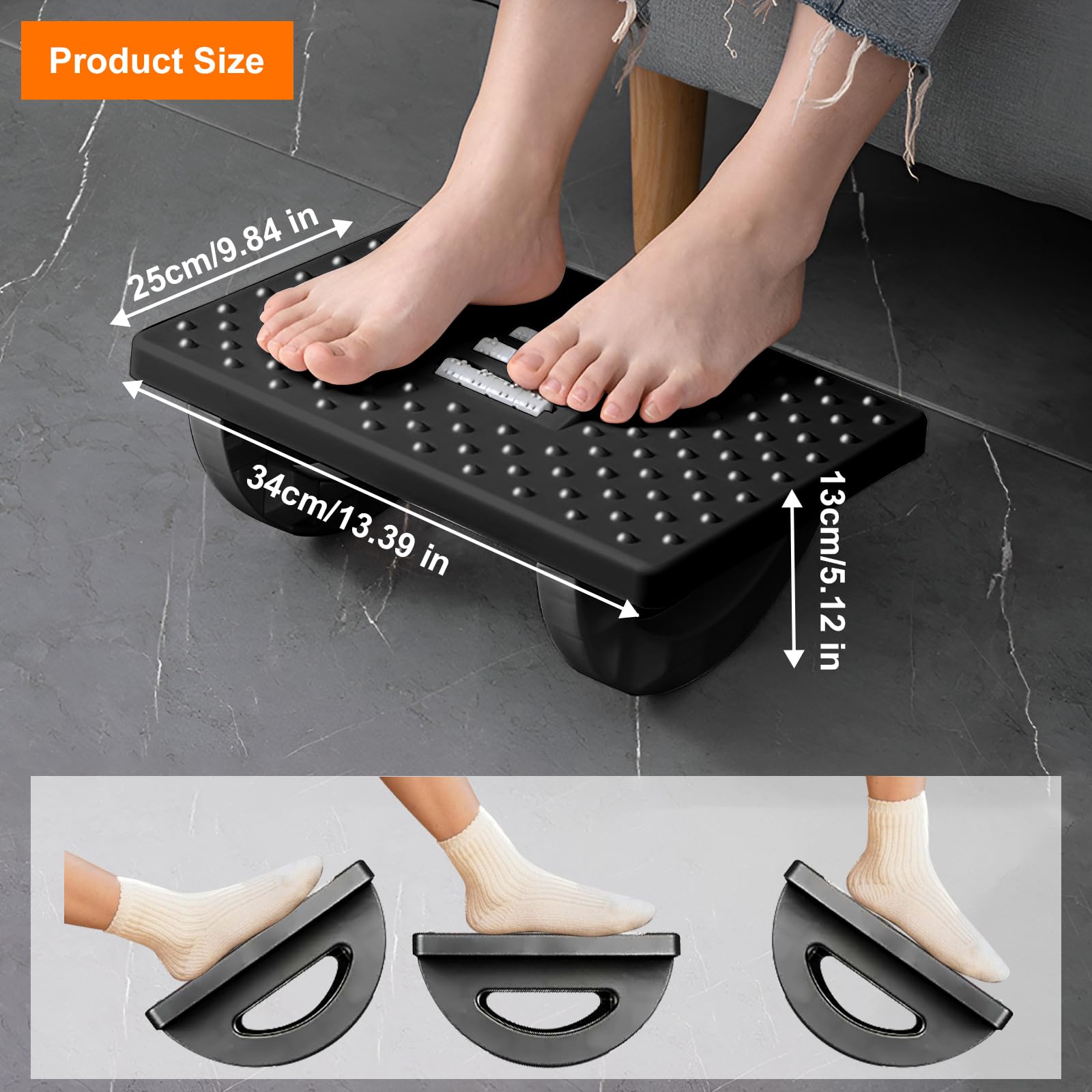 Poggiapiedi Per Scrivania Regolabile | Con Massaggio | Ergonomico Per Ufficio E Casa | Comfort Piedi - Foto 6