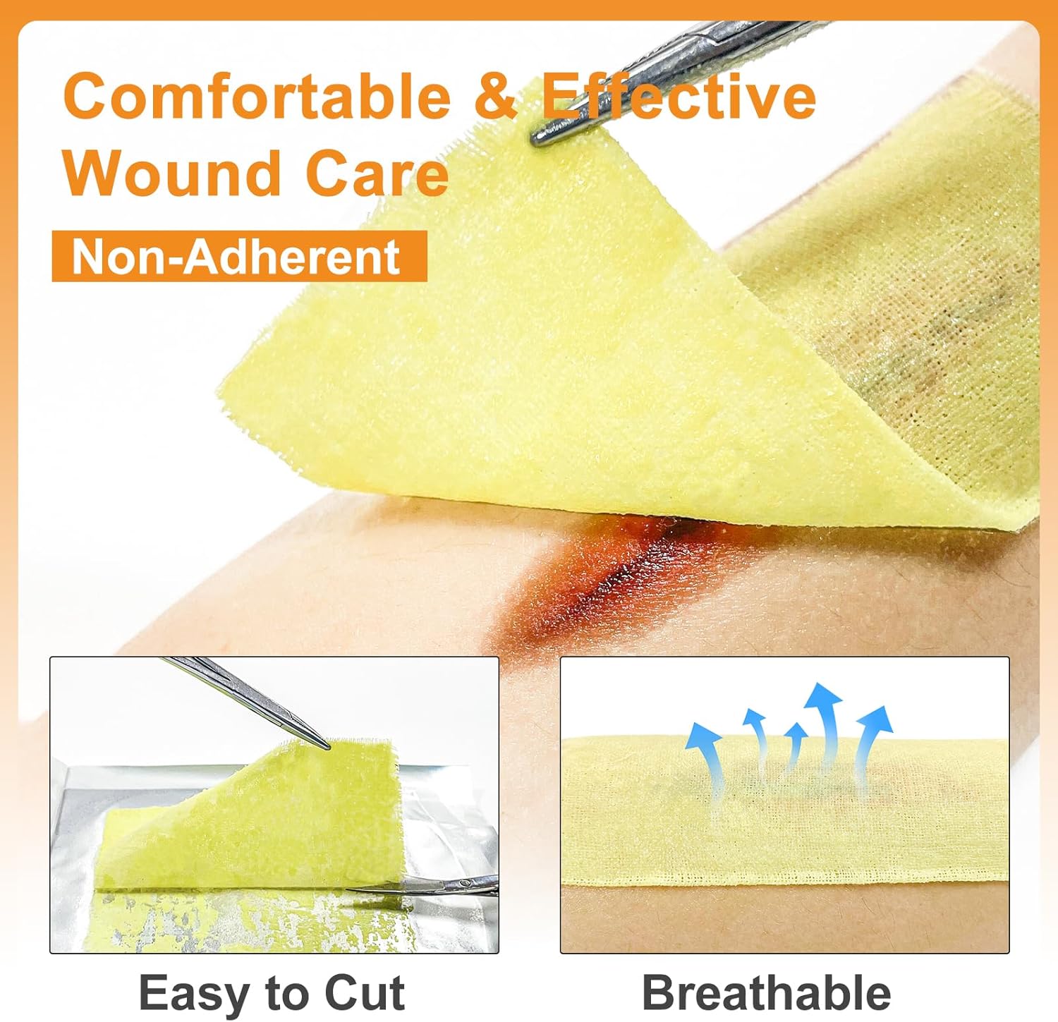 Carbou Medical Xeroform Petrolatum Dressing 4"x4" (Pack of 25)+Super Absorbent Wound Dressing 4"x 8" (Pack of 10)