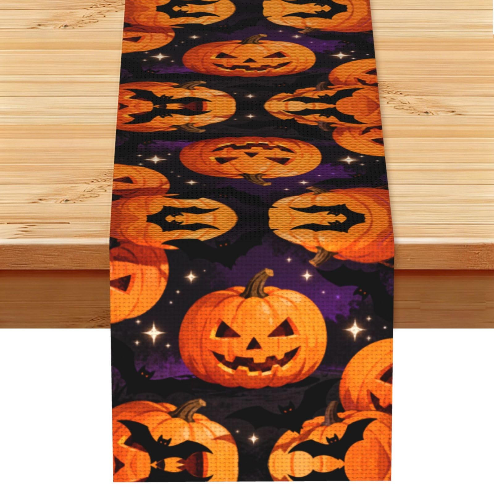 Lantern Linen Look Table Runner 13x72-Wrinkle Resistant Farmhouse Style for Dining Table Decor