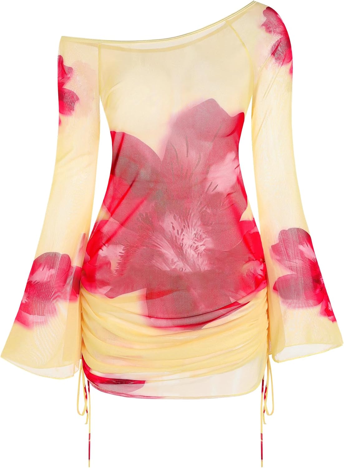 ZAFUL Womens Swimsuit Cover Up Dress Off Shoulder Hollow Coverup Bathing Suit Mesh Swim Beach Dress - Image 5