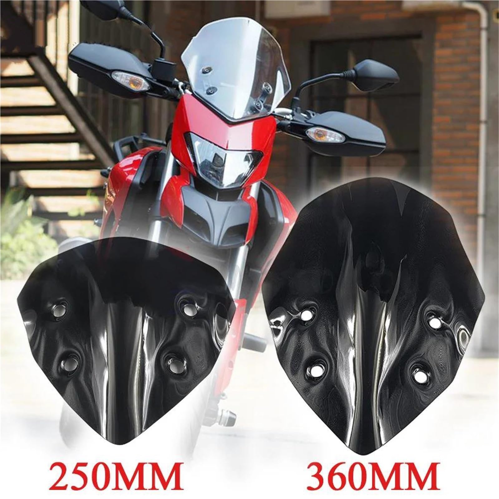 Parabrezza Per Moto Da 250 Mm/360 Mm Per Ducati Hyperstrada 821 839 Hyperstrada821/839 Cupolino Parabrezza(NERO,250mm)