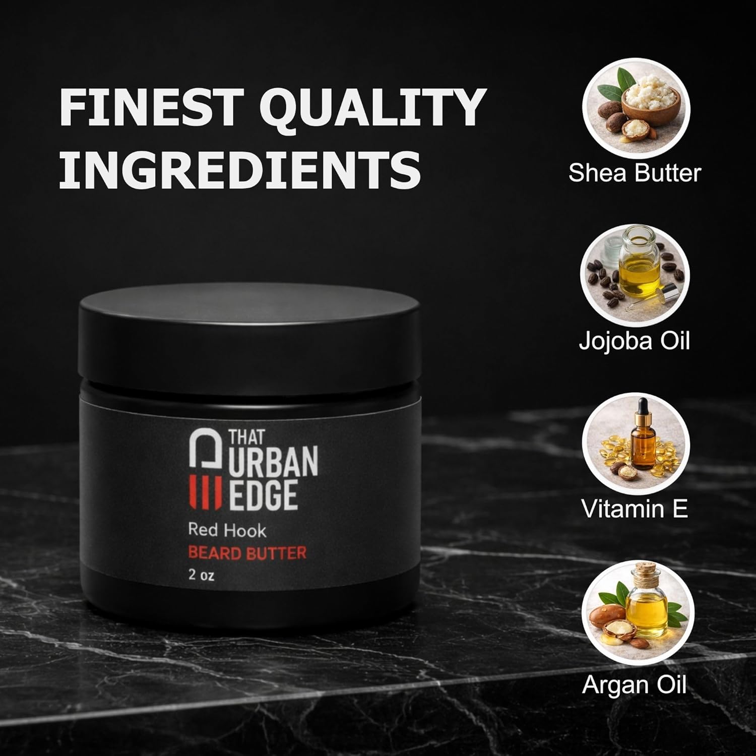 Urban Edge That Beard Butter for Black Men & All Beard Types – Anti-Itch Beard Moisturizer & Softener with Shea Butter & Argan Oil – Beard Balm & Cream Conditioner Alternative – Red Hook Scent – 2 oz - Image 4