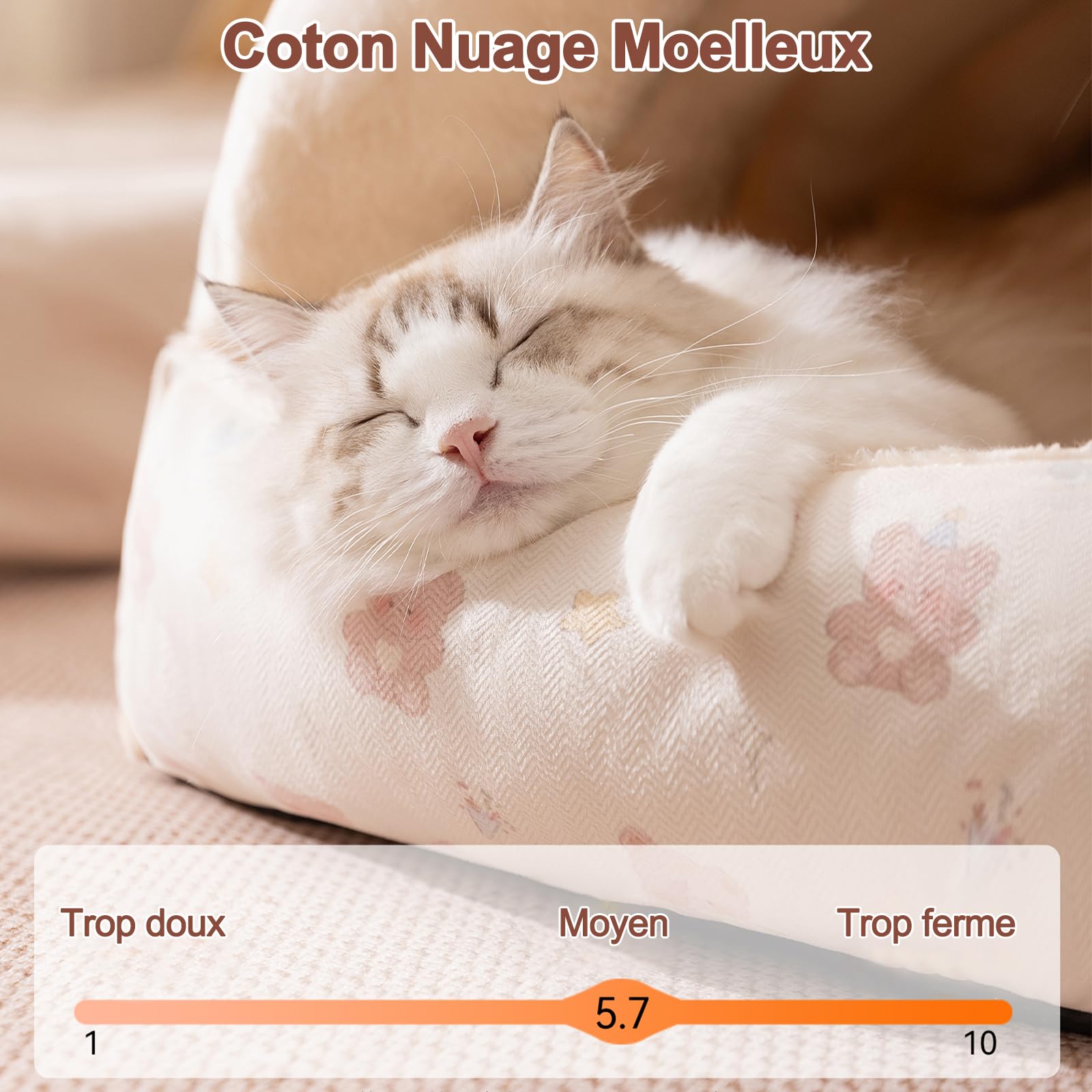 Galatée Niche pour Chat, Panier Chaud pour Chien avec Fond Antidérapant, Jolie Niche pour Chat, Tente Douillette pour Chaton, Panier Ultra Doux Et Apaisant pour Animaux De Compagnie(XL, Marron)