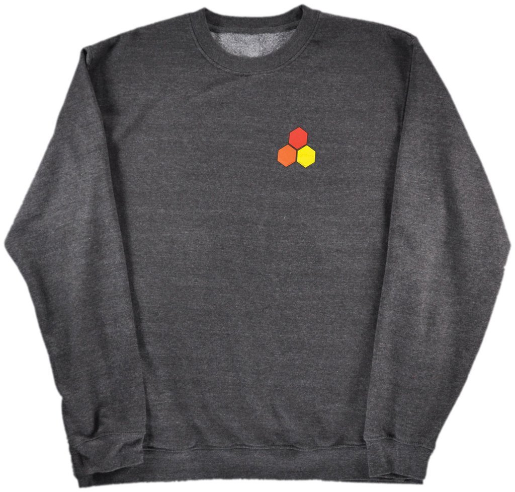 Channel Islands Surfboards Curren Hex Crew Fleece Sweatshirt, Charcoal Heather, X-Large