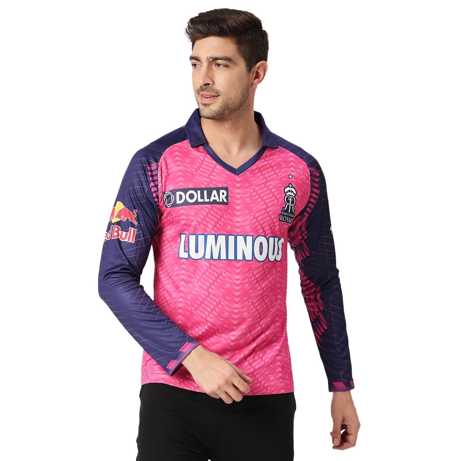 playR x RR Match Jersey Men's – Full Sleeve Regular Fit Lightweight, Comfortable, Durable Sports Tee for Match Day, Training, Practice Everyday Wear for All-Season Blue/Pink-image-47
