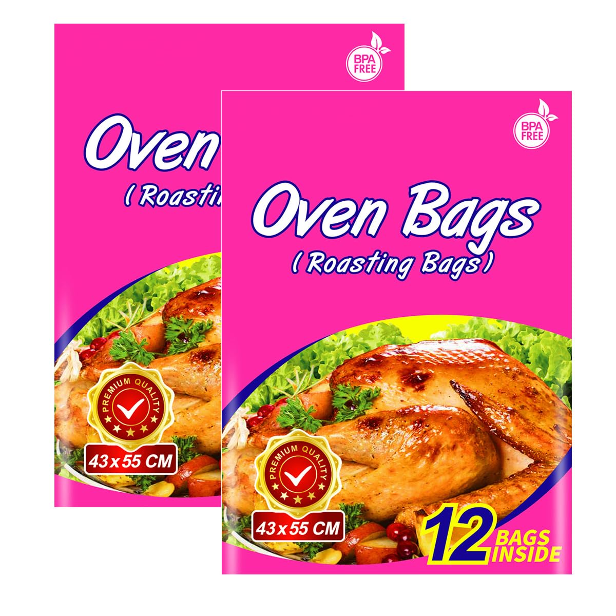 Newkobag Clear 24×Roasting Oven Bags Turkey Size, Large Cooking Roasting Bags For Turkey Meats Chicken Fish Vegetables (2Pack, 43 X 55 Cm)