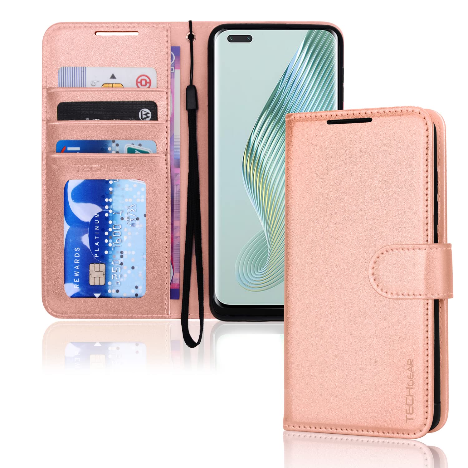 TECHGEAR Custodia in Pelle Compatibile con Honor Magic 5 Lite, Cover