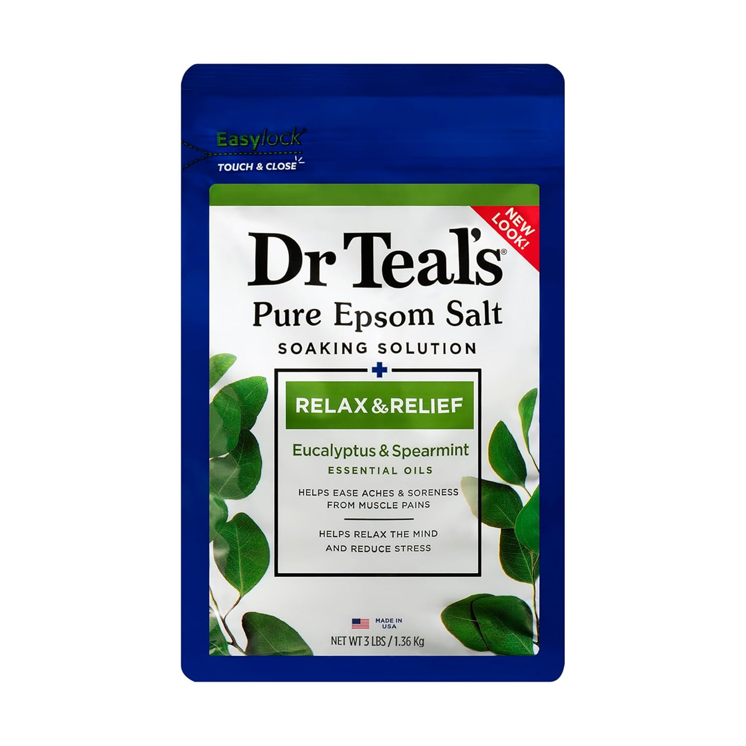 Dr Teal's Epsom Salt Magnesium Soak, Relax & Relief with Eucalyptus & Spearmint Essential Oils, 3 lbs 3 Pound (Pack of 1) - Image 1 of 7