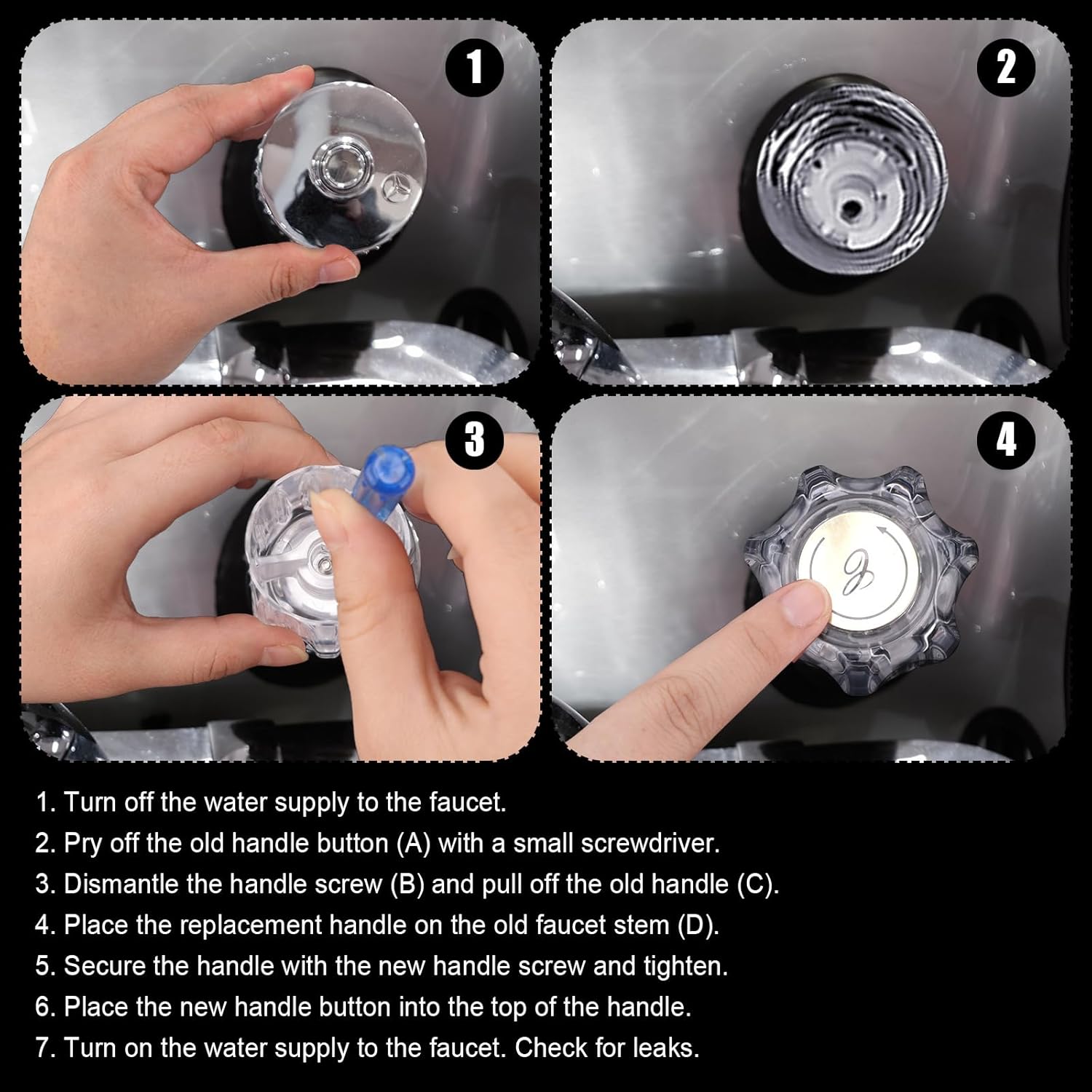 2pcs Shower Knob Replacements Kit, Clear Acrylic Hot/Cold/Diverter Shower Knobs Compatible with Delta/Delex/Peerless Bathtub Shower Faucet Handle