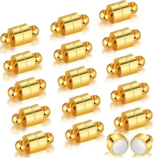 16 Pairs Magnetic Necklace Bracelet Clasps Magnet Converter Jewelry Clasps Extenders Locking Clasps for Bracelet Necklace Making (Gold)