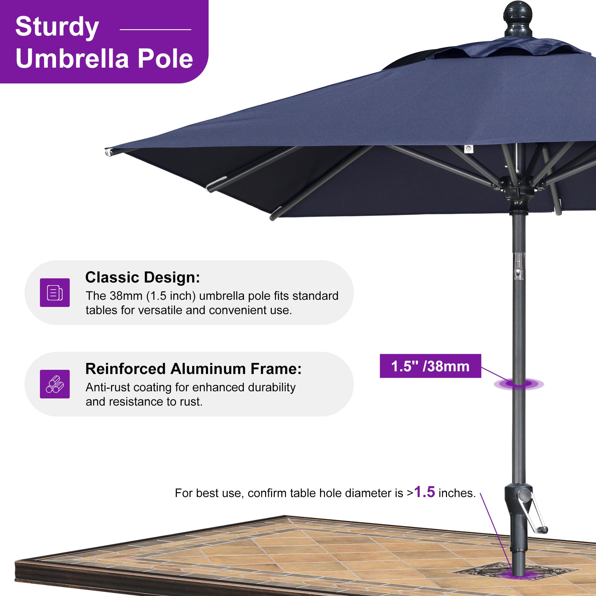 Amazon.com : PURPLE LEAF 6' x 6' Square Patio Umbrella Outdoor
