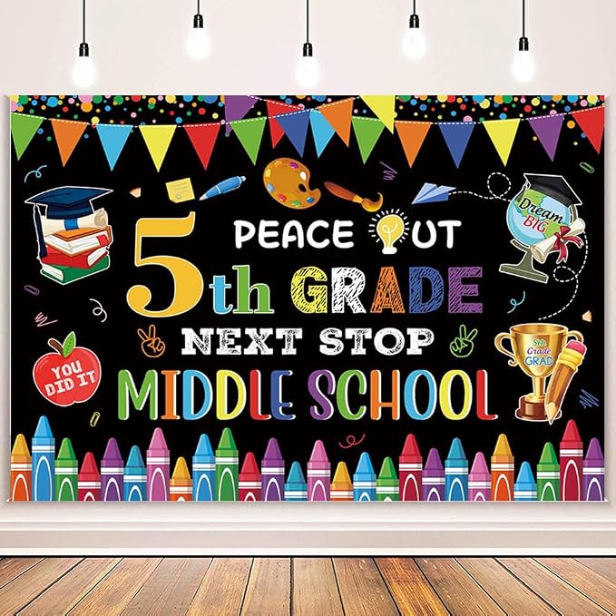 Amazon.com : MEHOFOND 7x5ft 5TH Grade Graduation Backdrop Peace Out 5TH ...