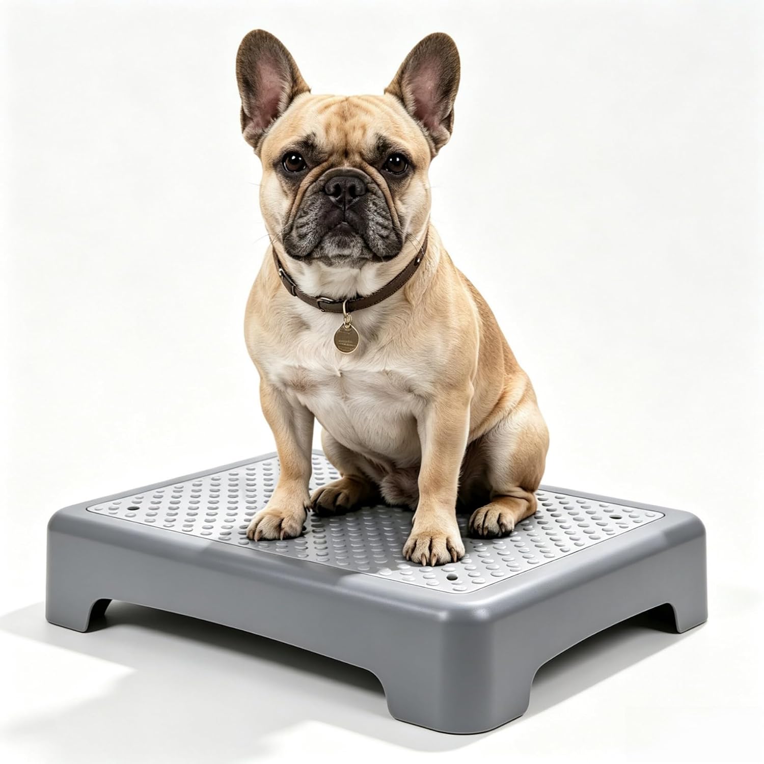 Dog Training Place Board with Non-Skid Surface, Portable Dog Agility Platform, Includes Snack Waist Bag and Scoop, Puppy Training Equipment for Small Medium Dogs 17.3"x13.4"x3.8" (Gray)