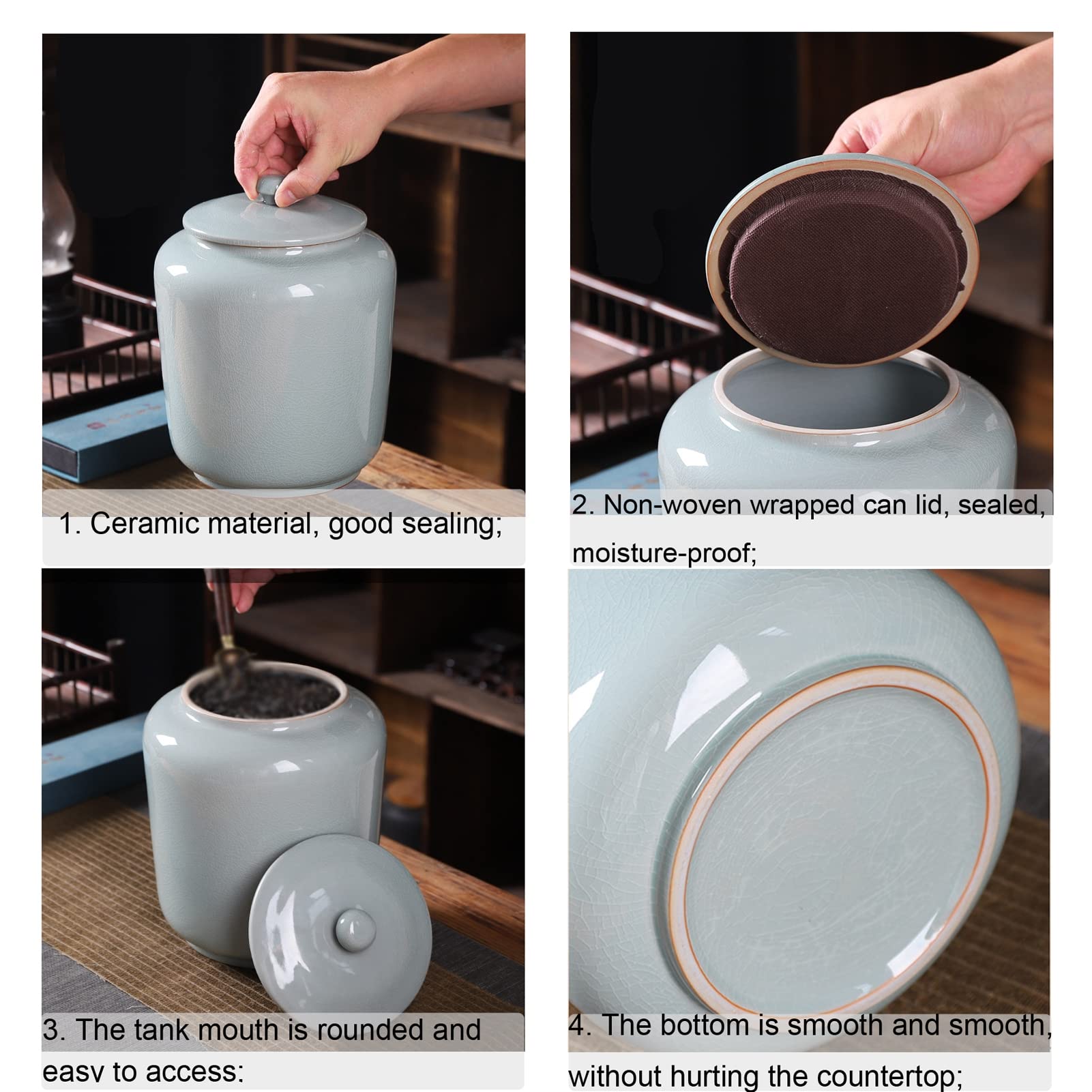 urna dla zwierząt, Duża urna na prochy ludzkie dla dorosłych, ceramiczna pamiątkowa – eksponat w domu(Blue,4100ml)