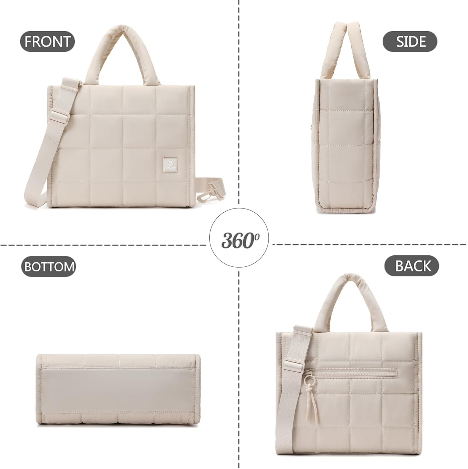 Quilted Crossbody Bags for Women,Puffer Weekender Overnight Bag,Purse Handbag Organizer,Small Tote Bags Shoulder Bag - Image 3