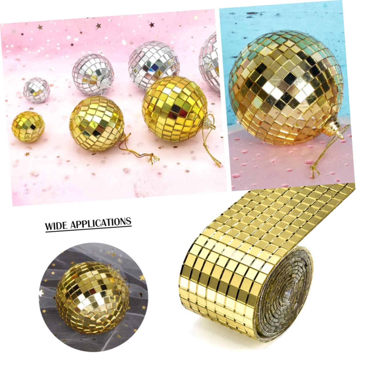 Piastrelle a Mosaico, Mosaico in Vetro, 2 Rotoli di Adesivi autoadesivi for specchi, Piastrelle autoadesive for pareti, Piastrelle for pareti domestiche, Mini specchi Decorativi Quadrati