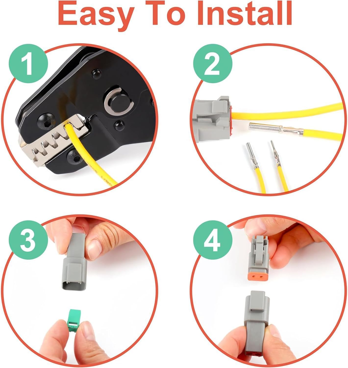 2 Pin Electric Car Connector Quick Connector Waterproof Sealed Plug for Car Truck Boat Applications Quick Connector Wiring Harness Set