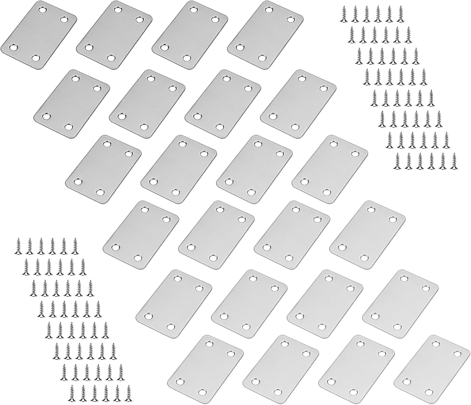 MUKCHAP 24 PCS 60 x 38 x 1.5mm Flat Mending Plate, Stainless Steel
