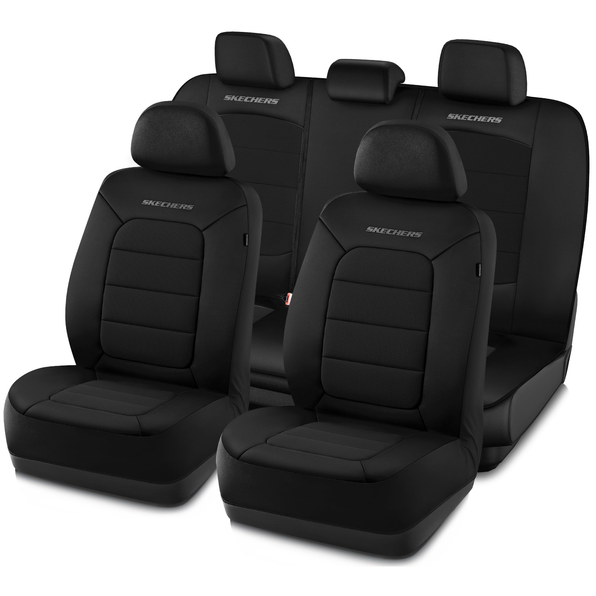 Skechers Memory Foam Seat Covers,Thick Cool Touch Fabric Car Seat Covers,Seat Cover Full Set Airbag Compatible,Automotive Comfort Protection for Most