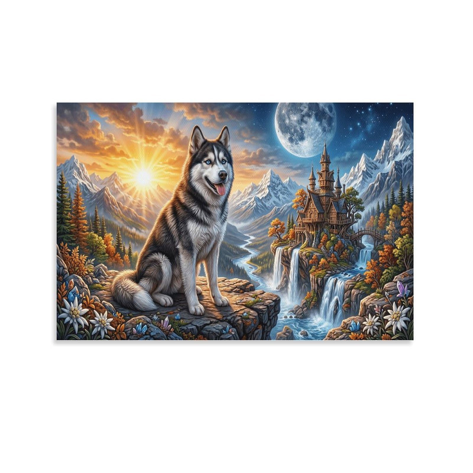 XPASHIQWC Husky Wall Decor Poster Snow Mountain Forest Giclee Canvas Prints Modern Wall Art Picture Wall Hanging for Home Decorations 24x36inch(60x90cm)