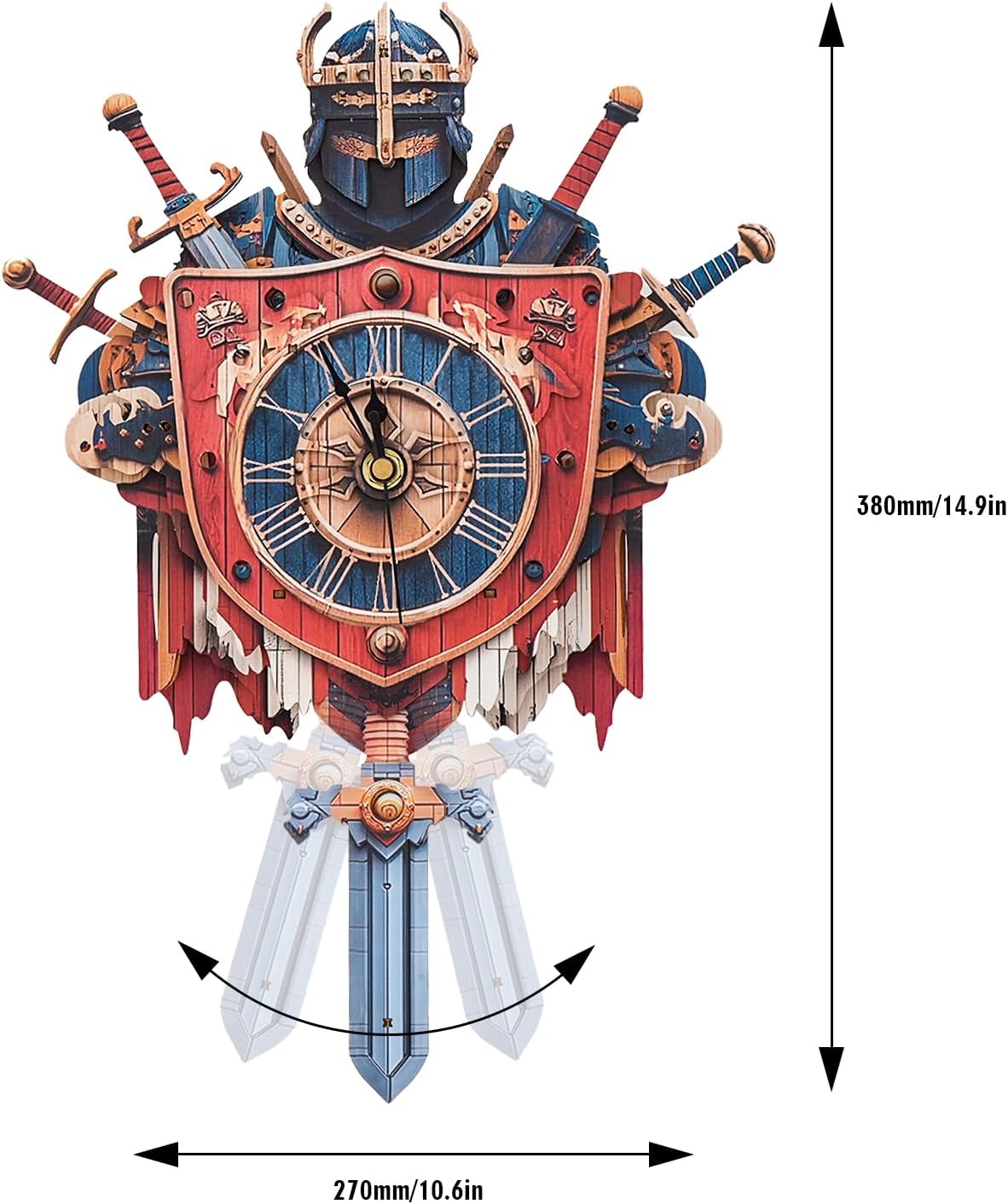 3D Wooden Puzzles for Adults – Knight Clock 3D Puzzles Art and Craft Kits, Unique Shape Wood Clock for Adults, Handmade Model Building Kit DIY Hobbies, Gifts for Family, Wall Art Home Decor