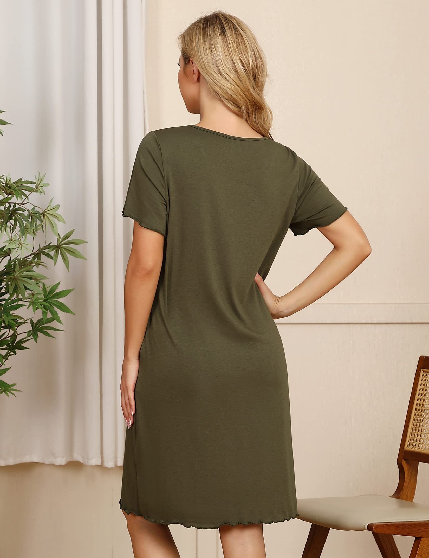 KOJOOIN Camicia da Notte da Donna Camicia da Notte per Allattamento Camicia da Notte a Maniche Corte Camicia da Notte Premaman in Cotone con abbottonatura Abito da Notte
