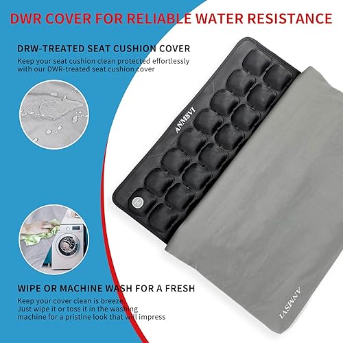 Miniatura 5 de Cojín inflable de aire para silla de ruedas, automóvil, oficina, vida en casa, firmeza ajustable para coxis, alivio del dolor de ciática, alivio del