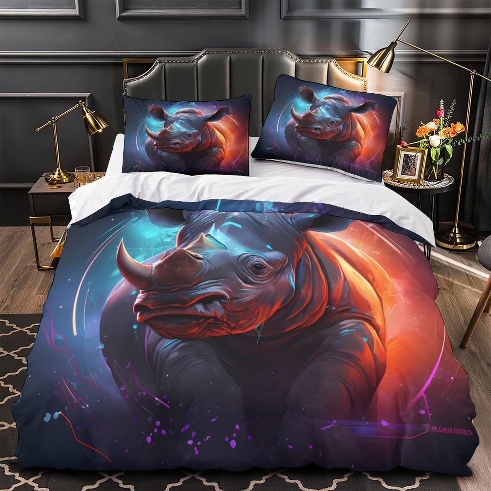 Housse de couette microfibre légère 260x220 anti-décoloration art 3D