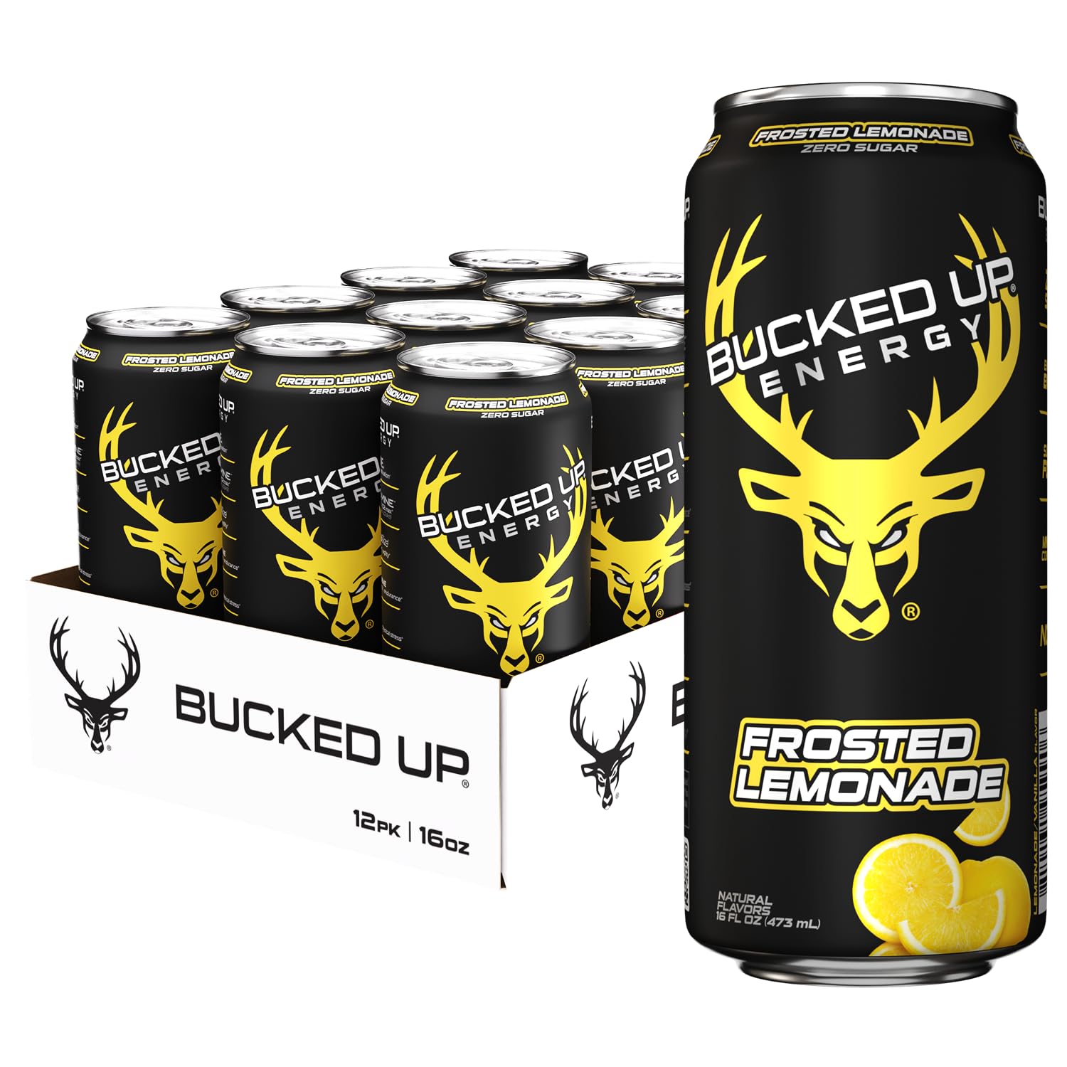 Bucked Up Energy Zero Sugar | 300mg Caffeine Energy Drink with AlphaSize TeaCrine Dynamine and Huperzine A | Zero Sugar Performance Beverage, 12 Pack,