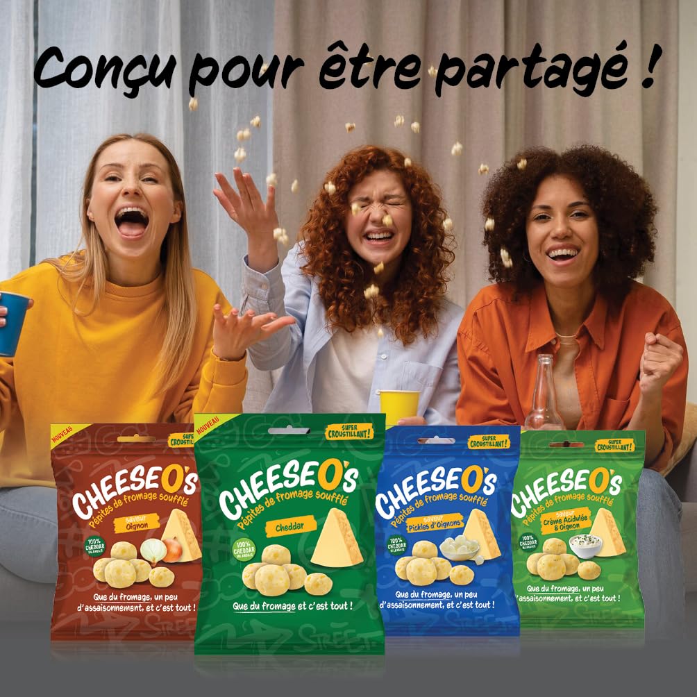 Cheese O’s Pépites de fromage soufflé | Assortiment Multi Variété 8 sachets de 50g | | Parfait à l'Apéro | Riche en Protéines | Pauvre en Glucides