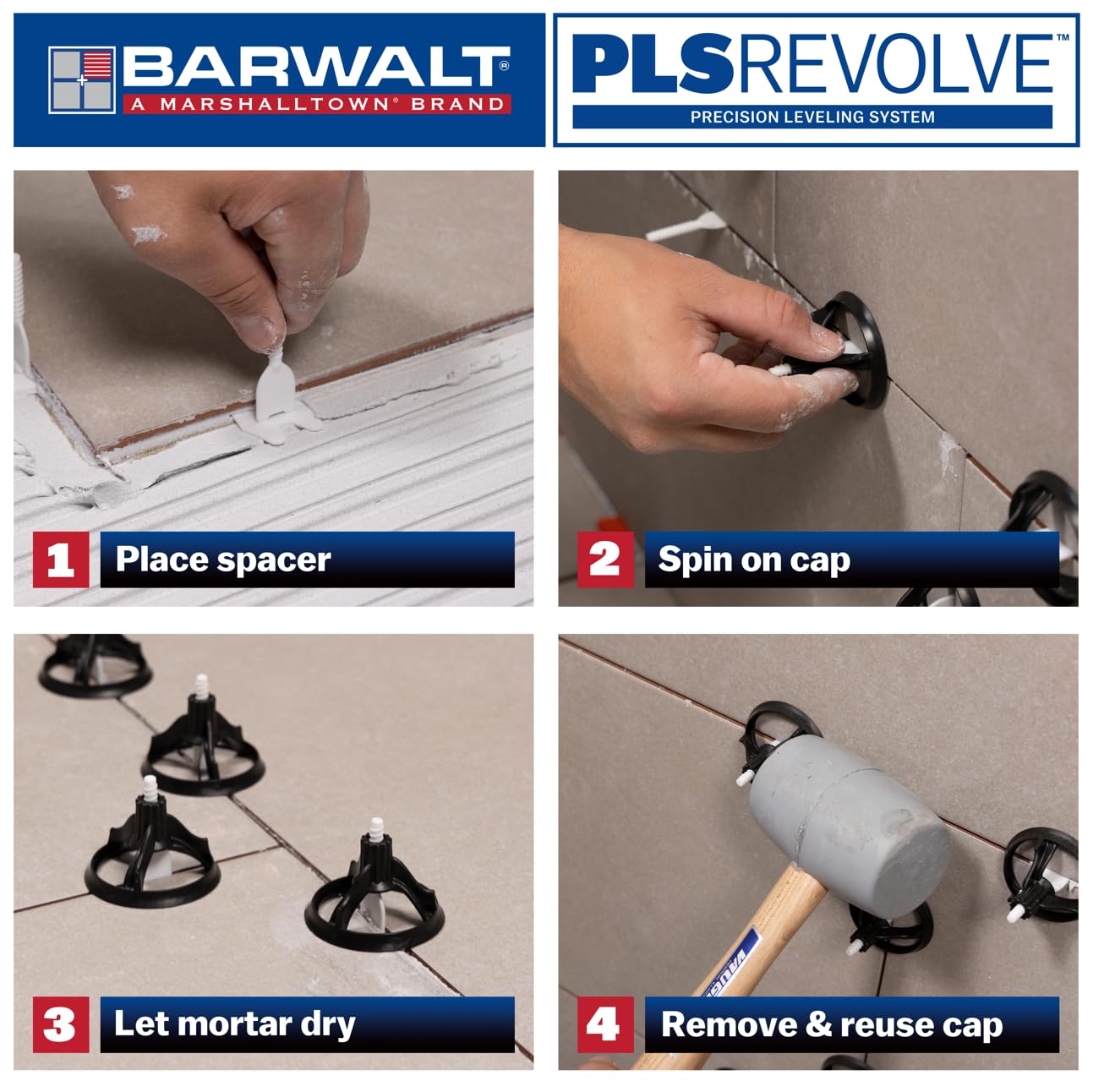 BARWALT PLS REVOLVE Tile Leveling System, Caps, SPINC100