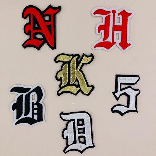 Miniatura 7 de Parches de letras blancas góticas antiguas para planchar con letras A-Z de 2 pulgadas bordadas de transferencia de calorcoser en letras