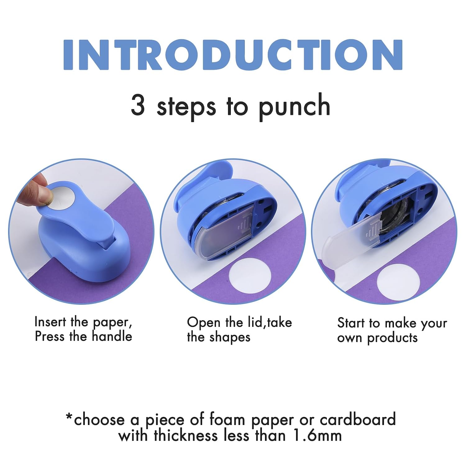 3/8inch, 5/8inch, 1inch, 1.5inch, 2inch Circle Punch Set, 5 Different Size Circle Hole Punch for Scrapbooking, Card Making, DIY Photo Albums, Gift Tags, Homemade Confetti