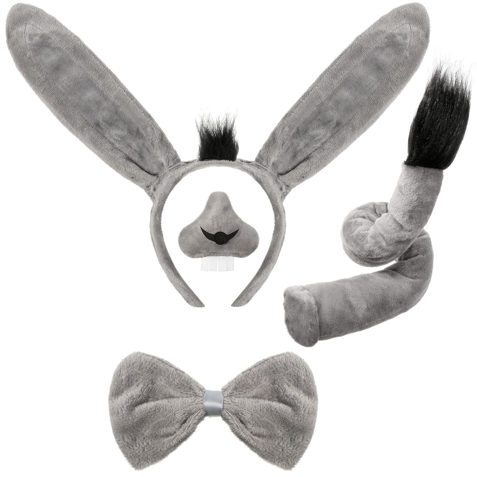 Aoriher Set 4 Pezzi Costume Da Mucca Per Bambini - Fascia Con Orecchie E Corna, Naso, Coda E Papillon, Accessori Carnevale E Halloween